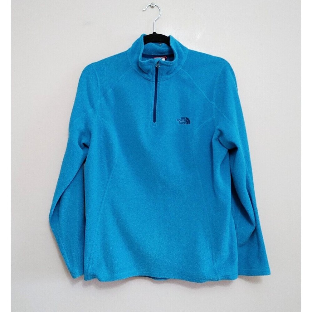 The North Face Fleece Pullover Womens Size Large Blue Fleece 1/4  Zip Pullover